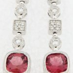 18K White Gold Pink Tourmaline and Diamond Dangle Earrings