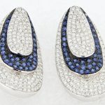 18K White Gold Diamond and Sapphire Earrings