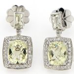 18K White Gold Diamond and Lime Quartz Earrings
