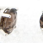 14K White Gold Smokey Quartz Studs