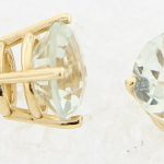 14K Yellow Gold Green Amethyst Studs