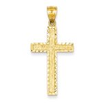 14K Yellow Gold Diamond-Cut Cross Pendant