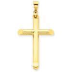 14K Yellow Gold 3D Hollow High Polished Cross