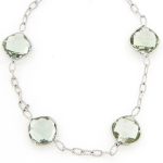 Sterling Silver Green Amethyst Link Bracelet