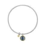 Sterling Silver and 18K Yellow Gold Tacori Bangle with Sky Blue Quartz Over Hematite Charm
