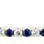 14K White Gold Alternating Diamond and Sapphire Bangle