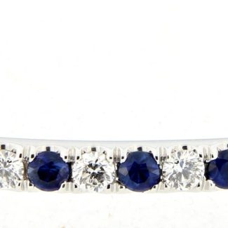 14K White Gold Alternating Diamond and Sapphire Bangle