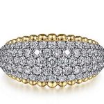 14 KARAT YELLOW AND WHITE GOLD DOMED DIAMOND PAVE' BUJUKAN BEAD RING
