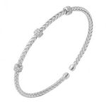 Sterling Silver 3 CZ Section Cuff Bracelet