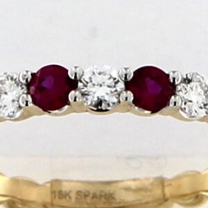 18K Two-Tone Ruby & Diamond Stacker Band