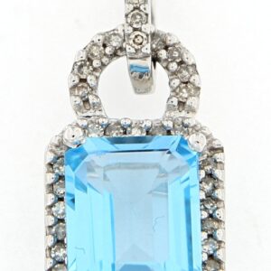 PREVIOUSLY OWNED 14K WHITE GOLD PENDANT WITH DIAMOND AND BLUE TOPAZ