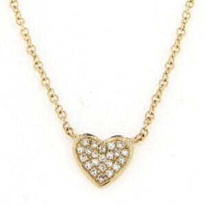14K YELLOW GOLD DIAMOND PAVE HEART NECKLACE