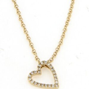 14K YELLOW GOLD OPEN DIAMOND HEART NECKLACE
