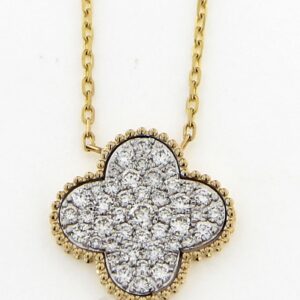 14K Yellow Gold 0.75ctw Pave' Clover Necklace