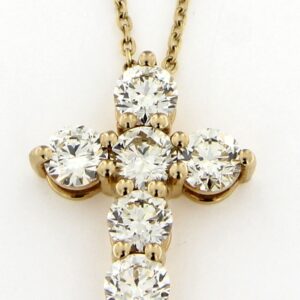 14K Yellow Gold 3ctw Diamond Cross Necklace