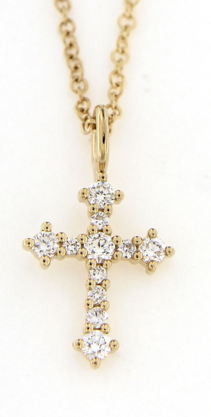 14K YELLOW GOLD DIAMOND CROSS NECKLACE