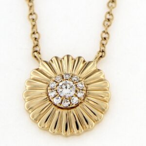 14K YELLOW GOLD FIAMOND FLUTED DISC NECKLACE