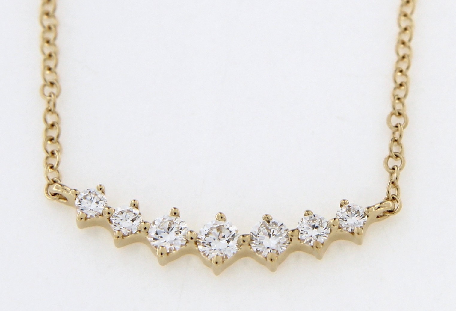 14K YELLOW GOLD DIAMOND CURVED BAR NECKLACE