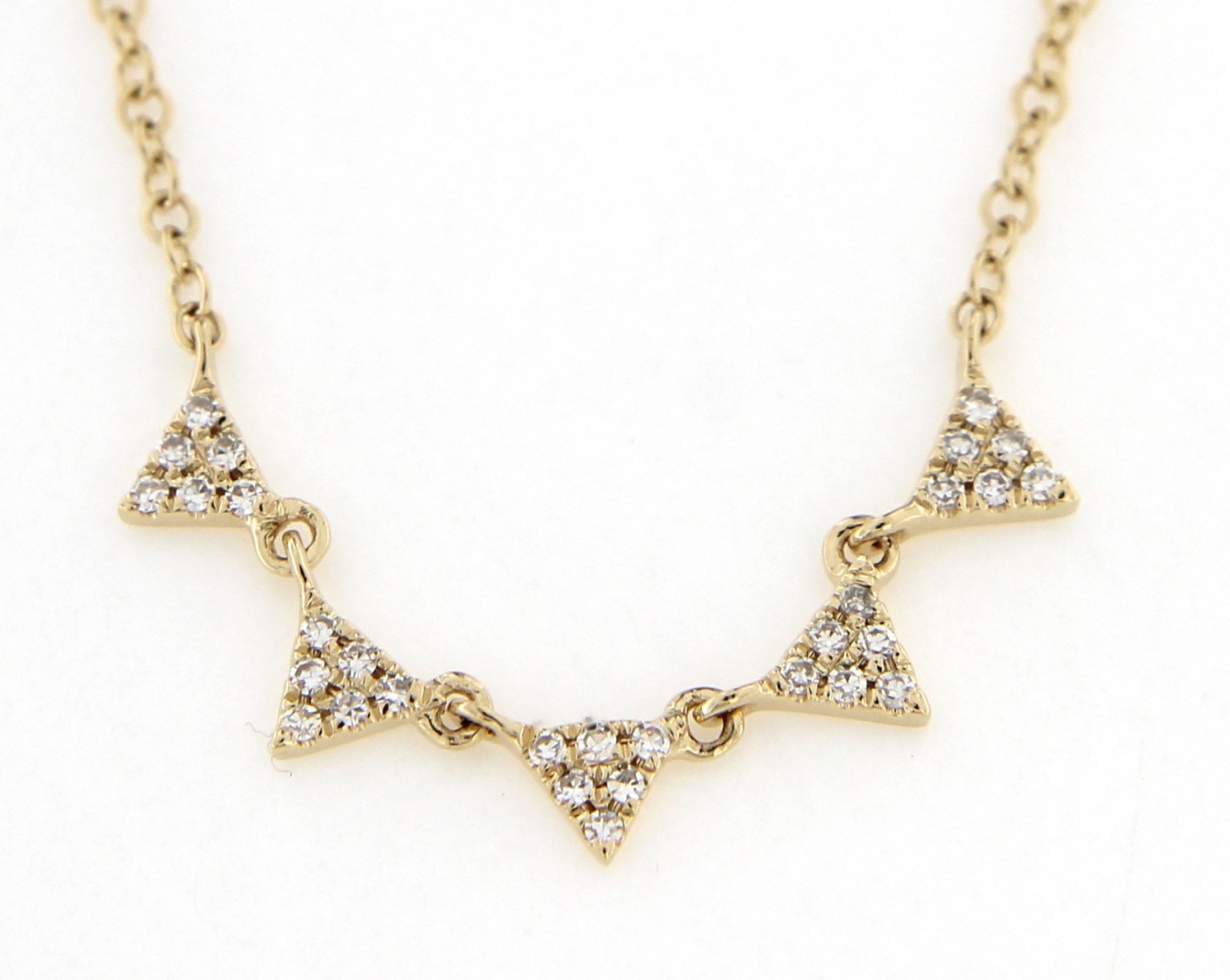 14K YELLOW GOLD DIAMOND TRIANGLE DROP NECKLACE