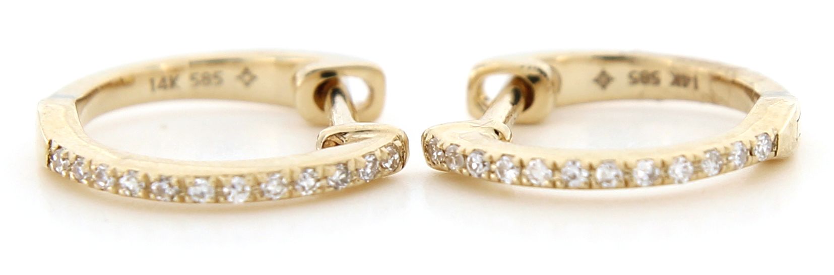 14KYELLOW GOLD DIAMOND HUGGIE EARRINGS