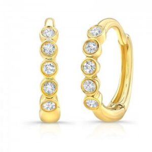 14K YELLOW GOLD BEZEL SET DIAMOND HUGGIES