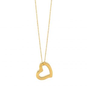 14K YELLOW GOLD OPEN HEART NECKLACE