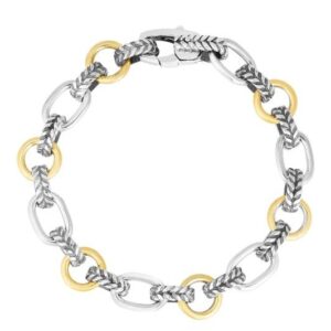 Sterling Silver and 18K Yellow Gold Bonded Fancy Link Bracelet