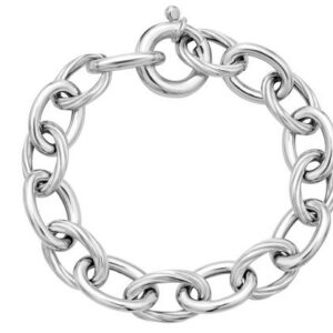 Sterling Silver Alternating Polish and Textured Oval Link Bracelet